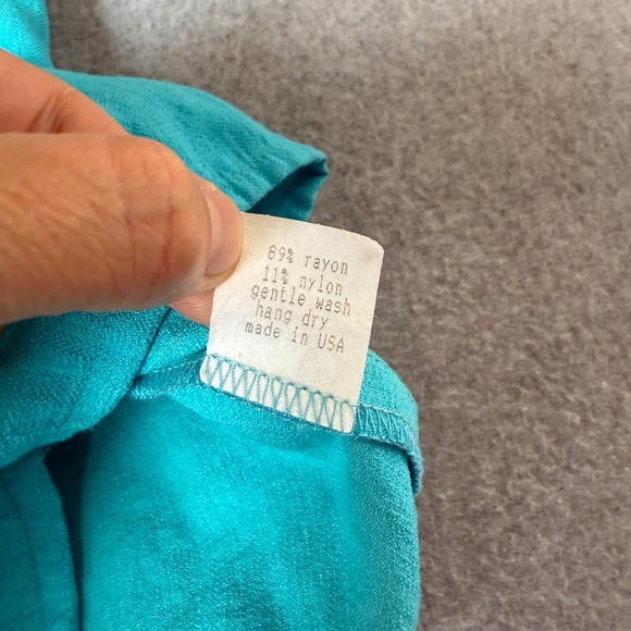 Christopher Calvin Button Collared Top Long Sleeve Blouse‎ Aqua Blue Size Medium - Picture 8 of 13